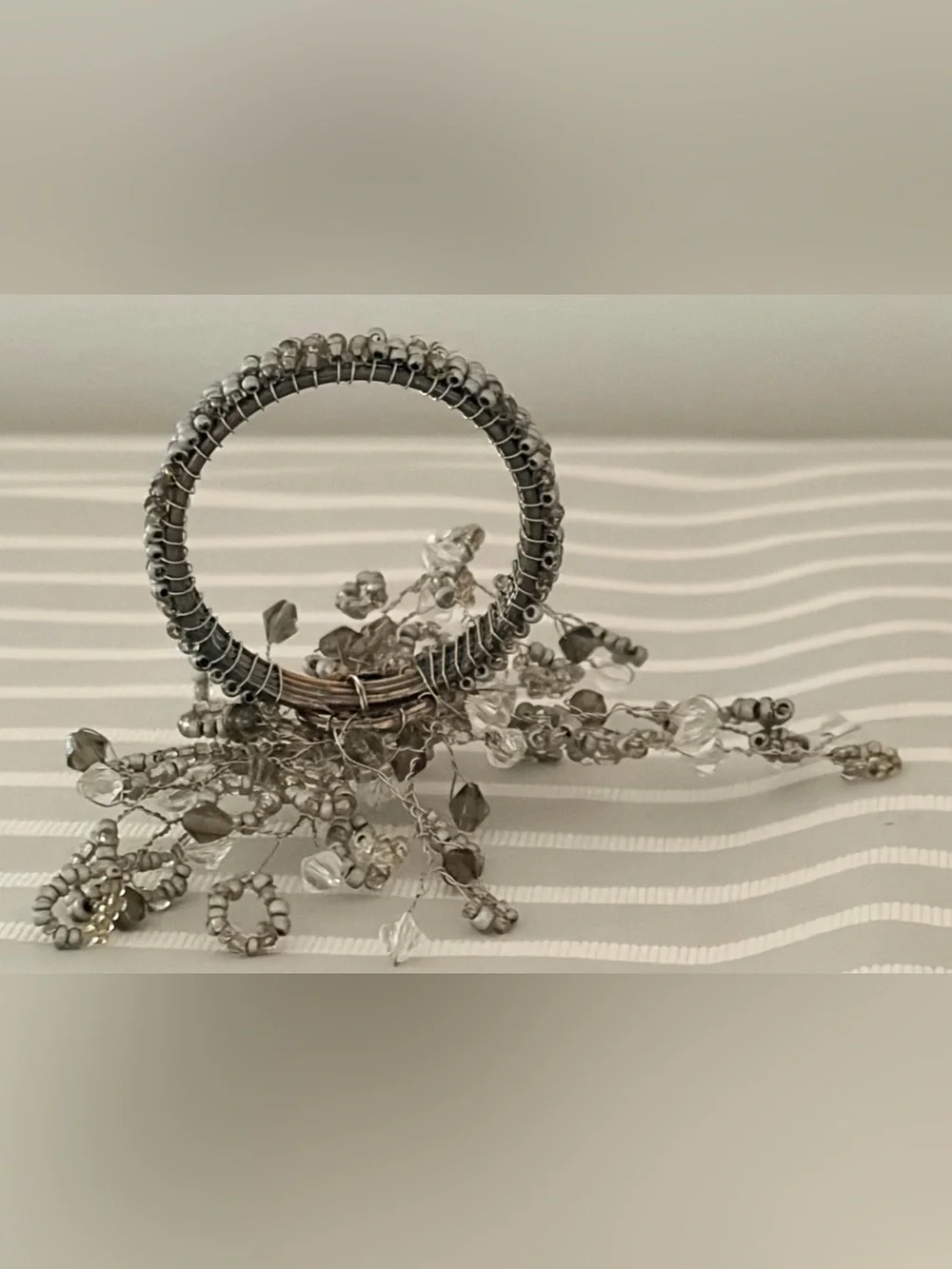 Pottery Barn Napkin Rings In Box Set Of Four Silver Spray NWT Original Box